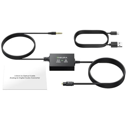 3.5 mm to Optical Audio Cable Analog to Digital Audio Converter with Built-in AUX and Optical Cables, 48KHz PCM, Compact Plug-and-Play Adapter for Laptop, Projector, Computer to Soundbar - color: 3.5mm to Optical Cable