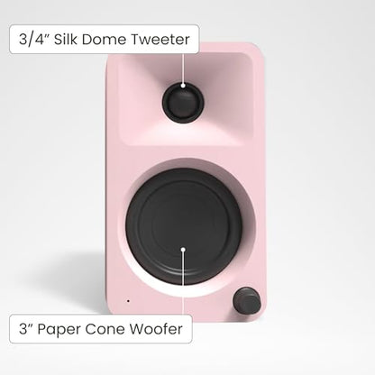 Kanto ORAMP 100W Powered Reference Desktop Computer Speakers with Bluetooth 5.0 and USB-C Input | Bi-Amplified | 100 Hz Automatic Crossover | Reference Quality Sound | Pair | Pink - color: Pink, size: 3" Woofer - 100 Watts