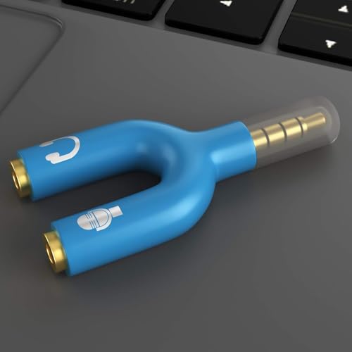 3.5mm Headphone Splitter Adapter, 2 Pack TRRS Male to Dual Female Y Splitter for Audio & Microphone – Headset to PC Mic Adapter – Compatible with Laptops, Tablets, Phones, PS4/PS5 Controllers, Blue - color: Blue