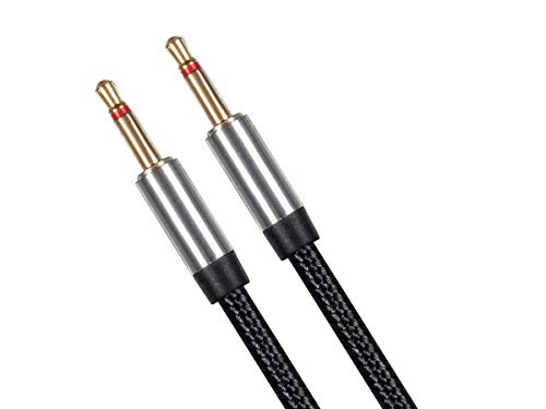 Monolith Dual 2.5mm to 3.5mm Headphone Cable - 6 Feet - Black With Braided Auxiliary Audio Cord Works With M1060, M1060C, M565, M565C Black/Silver
