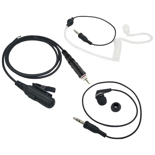 Two Way Radio Ear Set Headset Earpiece with PTT Mic Compatible for Motorola CLP 1010e 1080e CLP1010e CLP1080e Walkie Talkie (to 3.5mm Aux Audio Earbud)