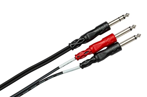Hosa STP-201 Insert Cable, 1/4 Inch TRS to Dual 1/4" TS, 3.3 Feet | 3.3' 1/4" TRS to TS Y-cable with nickel-plated plugs for mixers, outboard gear and signal processing - size: 3.3 Feet