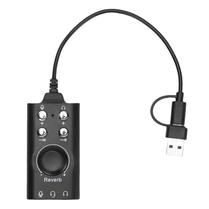 USB Type C External Sound Card, Plug and Play USB Audio Adapter with Noise Reduction Chip and Volume Control, for Laptop Phone Live Streaming Karaoke