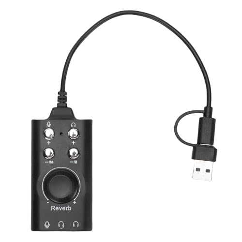 ciciglow USB External Sound Card, Type C Audio Adapter with Noise Reduction Chip and Volume Control for Laptop Phone Streaming Karaoke