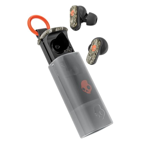 Skullcandy Dime Evo Wireless Earbuds with Clip-Anywhere Case - Realtree APX | In-Ear Fit, Noise Isolating, 36 Hours Battery, Microphone for iPhone Android, Easy Clip-On Case Design, Travel, Commuting - color: Realtree APX Black/Orange