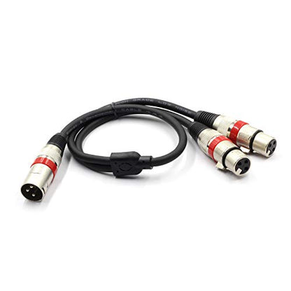 XLR Splitter Cable - XLR Male to Dual Female 3 Pin Patch Y Cable Balanced Microphone Splitter Cord Audio Adapter (50CM/1.5FT) - color: XLRM-2XLRF-50CM-1PACK