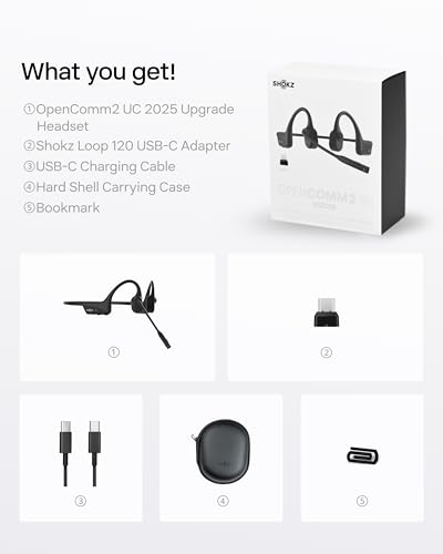 SHOKZ OpenComm2 UC Open-Ear Headset, USB-C Dongle, Noise-Canceling Mic - style: OpenComm2UC (USB-C)