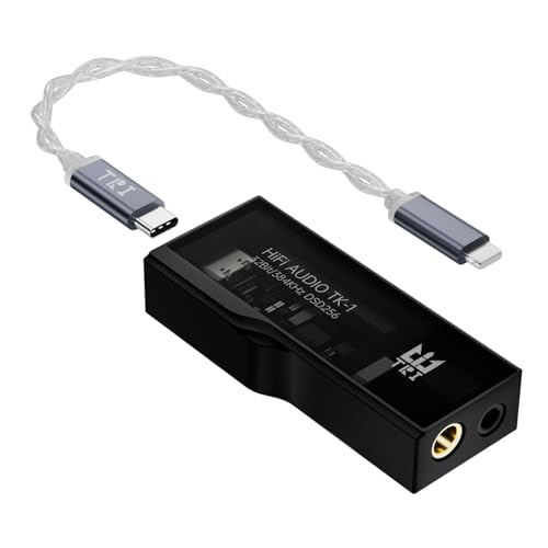 YINYOO TRI TK1 USB C DAC Headphone Amp Mini Amplifier, USB C to 3.5mm 4.4mm Amp with Dual CS43131 Decoder, Headphone Splitter Portable IEM DAC for KZ ZS10 PRO in Ear Monitor (Lighting-Jack - style: Lighting-Jack