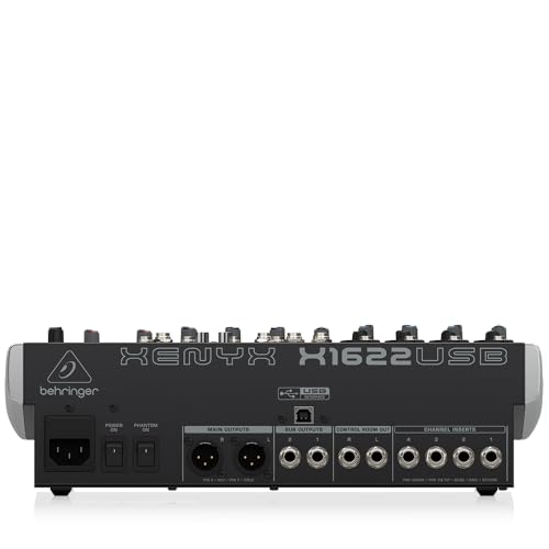 Behringer Xenyx X1622USB Premium 16-Input 2/2-Bus Mixer with XENYX Mic Preamps & Compressors | Includes rack hardware and software for recording, mixing and monitoring