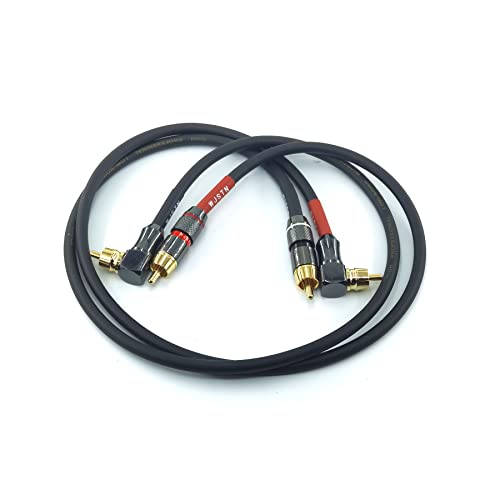 WJSTN-055 90 Degree Right Angle RCA Subwoofer Cable Audio Cable RCA Male to Male Audio Video Cord for Subwoofer, HDTV, Amplifiers,Home Theater,Hi-Fi Systems,Subwoofe 2 Pack (2FT) - size: 2FT