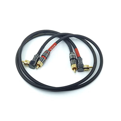 WJSTN-055 90 Degree Right Angle RCA Subwoofer Cable Audio Cable RCA Male to Male Audio Video Cord for Subwoofer, HDTV, Amplifiers,Home Theater,Hi-Fi Systems,Subwoofe 2 Pack (2FT) - size: 2FT