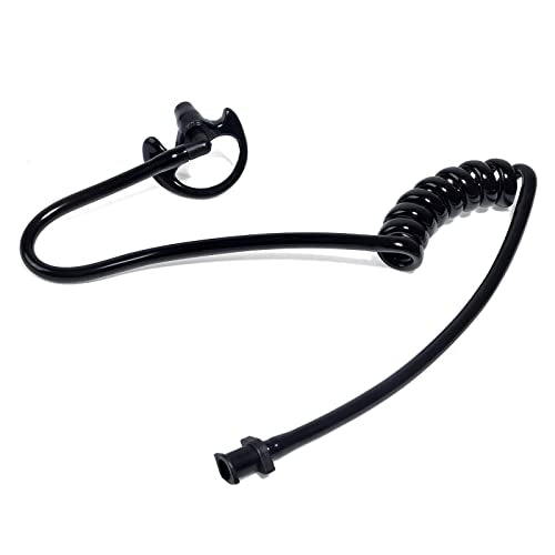 HYS Black Acoustic Tube Replacement Surveillance Acoustic Coil Tube Earbud Audio Kit with 1 Pair Medium Earmold for Two-Way Radio Headset/Earpiece