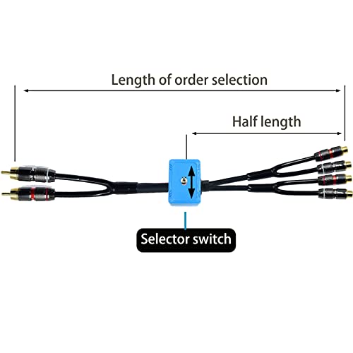 10ft Sound Channel swicher 2 male to 4 female RCA Switch Selector 2 in 1 Out R/L Stereo Audio 1 in 2 Out Stereo Audio Splitter with Mute Button No External Power Required CD Speaker dvd Player - size: 10ft, style: 2male-4female switch