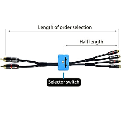 10ft Sound Channel swicher 2 male to 4 female RCA Switch Selector 2 in 1 Out R/L Stereo Audio 1 in 2 Out Stereo Audio Splitter with Mute Button No External Power Required CD Speaker dvd Player - size: 10ft, style: 2male-4female switch