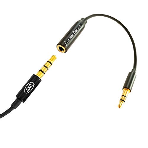 AxcessAbles Lavalier Microphone with 3.5mm TRRS Cable & TRS Adapter – Omnidirectional Clip On Lapel Mic for iPhone Android Camera Laptop – Wired Condenser Microphone for YouTube Podcast Interview