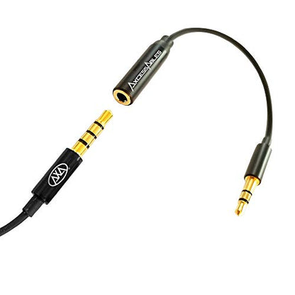 AxcessAbles Lavalier Microphone with 3.5mm TRRS Cable & TRS Adapter – Omnidirectional Clip On Lapel Mic for iPhone Android Camera Laptop – Wired Condenser Microphone for YouTube Podcast Interview
