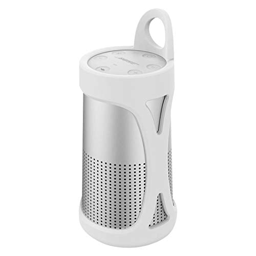 Geekria Silicone Speaker Case Cover Compatible with Bose SoundLink Revolve/Revolve II, Shockproof Protective Soft Skin Sleeve with Keychain Hook, Portable Travel Carrying Case (White) - color: White