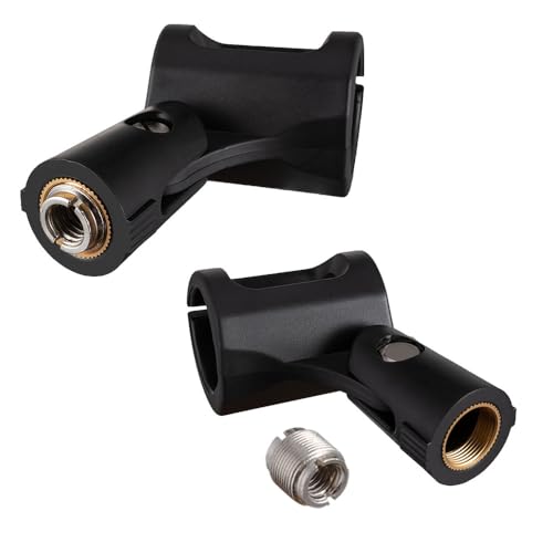 2-Pack LYRCRO Microphone Clip with 5/8" Male to 3/8" Female Adapter for Handheld Microphones Such as Shure Sm57 Sm58 AKG D5 SENNHEISER 835/845