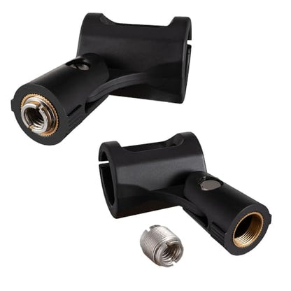 2-Pack LYRCRO Microphone Clip with 5/8" Male to 3/8" Female Adapter for Handheld Microphones Such as Shure Sm57 Sm58 AKG D5 SENNHEISER 835/845