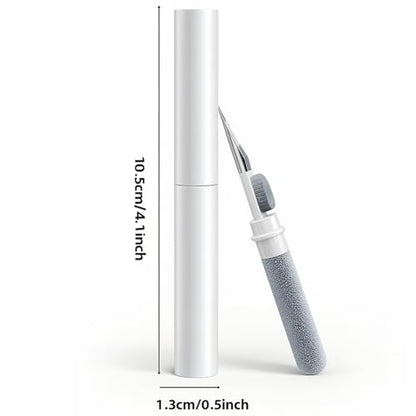 3-in-1 Earbud Cleaning Kit, Portable Cleaning Pen with Soft Brush, Metal Tip & Sponge, Multi-Function Tech Cleaning Tool Compatible with Wireless Earbuds, Phones, Speakers & Keyboards (White)