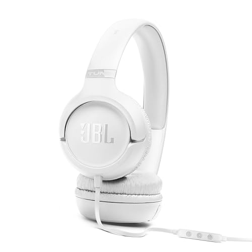 JBL Tune 530C - Wired On-Ear Headphones - White | JBL Pure Bass Sound, Hi-Res Audio, Wide compatibility, 3-button remote with microphone, Easy EQ presets - color: White