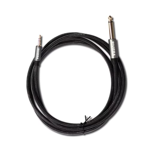 RIVIERA 6FT/1.8M Audio Cable 3.5mm 1/8" TRS to 6.35mm 1/4" TS Braided Sheild Pure Copper Wire and 24K Gold Plated Low Noise Cable with Braided Nylon Jacket for Digital Players & Musical Instruments - color: 1/4-1/8 TRS Black, size: 6FT/1.8M