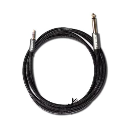 RIVIERA 6FT/1.8M Audio Cable 3.5mm 1/8" TRS to 6.35mm 1/4" TS Braided Sheild Pure Copper Wire and 24K Gold Plated Low Noise Cable with Braided Nylon Jacket for Digital Players & Musical Instruments - color: 1/4-1/8 TRS Black, size: 6FT/1.8M