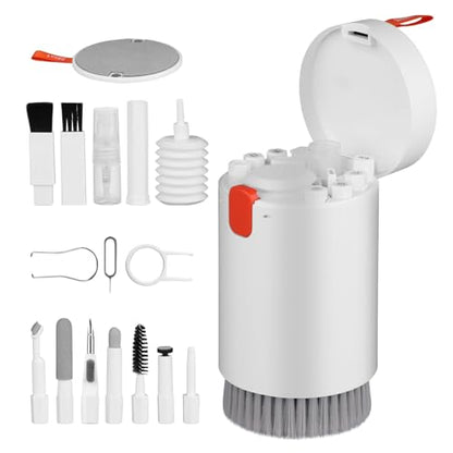 20-in-1 Phone Cleaning Kit,Computer Keyboard Brush Cleaner, Screen Electronic Cleaner Kit for Laptop, AirPods, MacBook, Cell Phone, IPad, Car, Lego, Device, Earbuds, Camera Lens - color: White orange