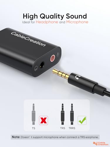 CableCreation USB Audio Adapter External Sound Card with 3.5mm Headphone and Microphone Jack Compatible with Windows, Mac, macOS, Linux, PS4, PS5, Plug and Play, Aluminum Black (Pack of 2) - color: Black USB 2.0, size: 2-Pack