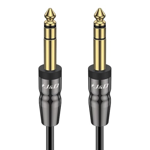 J&D 1/4 inch TRS Instrument Cable, Gold Plated Copper Shell 6.35mm TRS Male to 6.35mm Male Stereo Cable (3 Feet) - size: 3 Feet