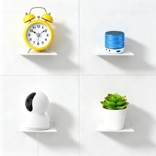 Small Shelf for Wall, 5 Inch, Metal Floating Shelves for Echo dot, Cameras, Tiny Speaker, Tiny Wall Mount Shelves (White 2pcs) - color: White 2pcs