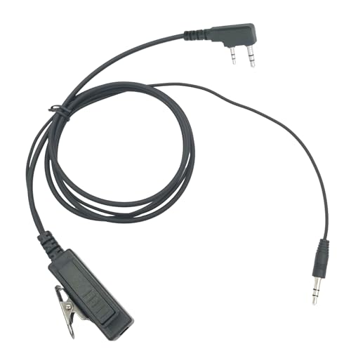 Push-To-Talk K1 Cable with Aux 3.5mm Male Adapter, PTT Mic for Baofeng UV-5R Retevis RT18 RT19 RT21 RT22 RT27 RT7 H-777 Kenwood 2-Pin Radios Connecting to Headset Earmuffs with 3.5mm Audio Jack