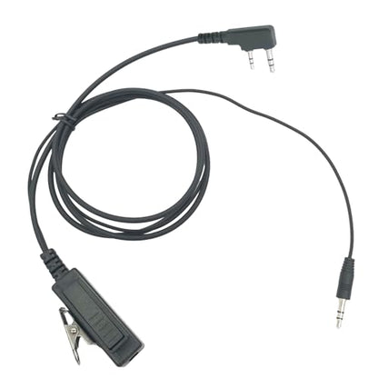 2pack Push-To-Talk K1 Cable with Aux 3.5mm Male Adapter PTT Mic for Baofeng UV-5R Retevis RT18 RT19 RT21 RT22 RT27 H-777 Kenwood 2-Pin Radio Connecting to Headset Earmuffs with 3.5mm Audio Jack