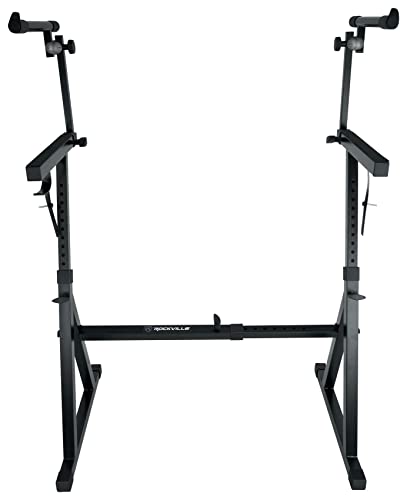 Rockville Z55 Z-Style 2-Tier Piano Keyboard Stand w/ Bag & Headphone Hook – Portable & Sturdy, Height & Width Adjustable, Fits 54/61/76/88-Key Electric Pianos & Keyboards – 250 lb Capacity | Includes Travel Bag, 250 lb Capacity, Headphone Hook, Anchoring
