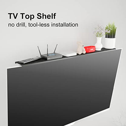 Plus No Drill TV Top Shelf 35.43 inch Wide for Thin Monitor TV Top Mounting Bracket Platform Holds Speaker, AV Receiver, Media Box, Game Console and More (CS106XLMINI) - size: 35 inch MINI