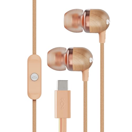 House of Marley Smile Jamaica USB-C Wired Earbuds with Microphone, in-Ear Headphones, 9.2mm Driver, Tangle-Resistant Cable, Plug-and-Play Earphones for Smartphones, Tablets & Laptops (Copper) - color: Copper