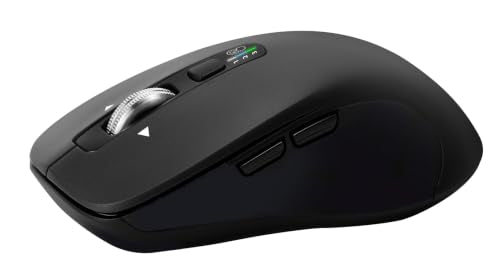 CITLLA Wireless Bluetooth Mouse (USB + BT1 + BT2), Full Size, 4-Way Scrolling, Multi-Device Silent Mouse for Computer, Laptop, iPad, MacBook (Black) - color: Black