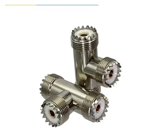 UHF Male Female to UHF Male Female Connector PL259 to SO239 T Right Angle 3 Way RF Coax Coaxial Adapter(UHF-KKK) - color: UHF-KKK