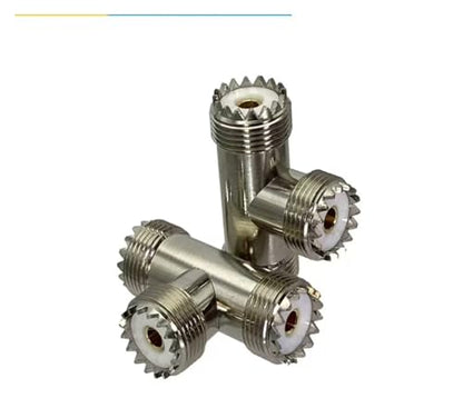UHF Male Female to UHF Male Female Connector PL259 to SO239 T Right Angle 3 Way RF Coax Coaxial Adapter(UHF-KKK) - color: UHF-KKK