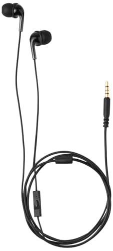 Amazon Basics Wired Earbuds with Microphone, In-Ear Headphones, 3.5mm Jack, High Definition Sound, Secure Fit, 4.2 ft Cable, S/M/L Ear Tips, Black - style: 3.5mm Aux