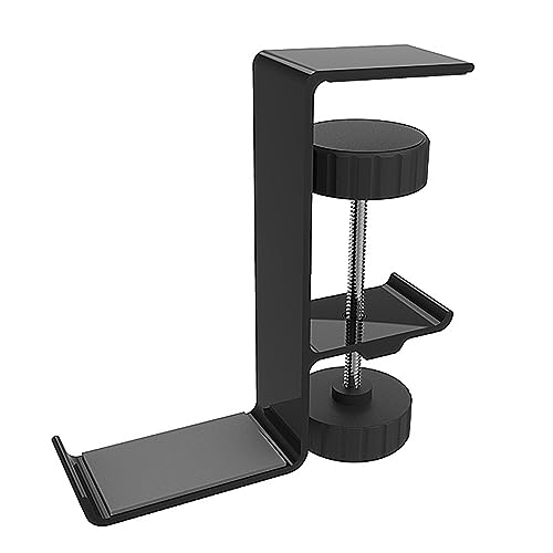 QMQJIA Metal Earphone Holder Hook Under Desk Headphone Stand Headset Hanger with Adjustable Clamp Universal Aluminum Alloy Headphone Hanger Sturdy Hook for Hanging Headphones On Desk Or Shelf