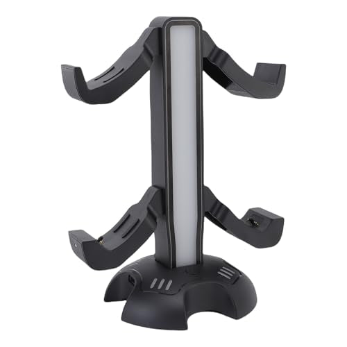 Gaming Headphone Stand with Controller Charger Holder, 2 Charging Docks RGB Light Modes, Earphone Hanger Accessories for Desktop, Headset Stand with USB Ports Fast Charging