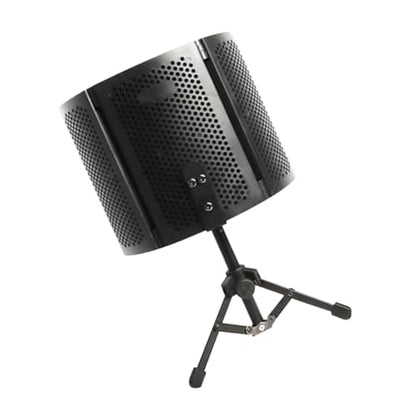 MAGICLULU Microphone Windshield Isolation Shield with Absorbent Foam, Small Three-panel Soundproof Mic Cover with Desktop Stand for Studio Recording and Vocal Noise Reduction