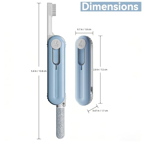 3-in-1 Electronic Earbuds Cleaning Kit c/w SIM Ejection Pin & Storage Slot | Phone Cleaner Tool with High-Density Brush by JM.JEEMI, Portable 2.8in Case for AirPod Phone Tablet Charging Port - Blue - size: 3-in-1