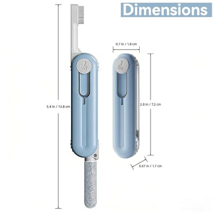 3-in-1 Electronic Earbuds Cleaning Kit c/w SIM Ejection Pin & Storage Slot | Phone Cleaner Tool with High-Density Brush by JM.JEEMI, Portable 2.8in Case for AirPod Phone Tablet Charging Port - Blue - size: 3-in-1