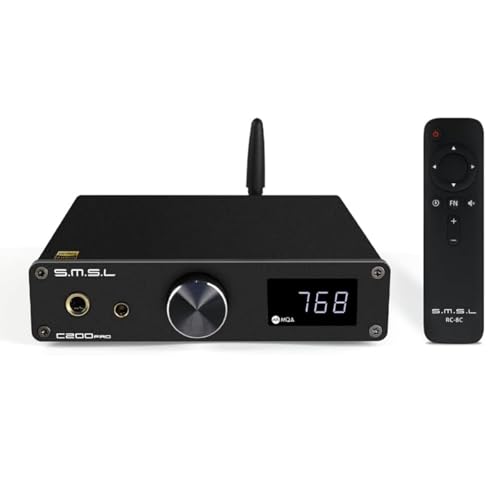 SMSL C200PRO MQA MQA-CD DAC & Headphone Amplifier ES9039Q2M Chip Gaming DAC | Blutooth5.1 USB2.0/1.1 for PS4/PS5/SW/PC Home Audio 6.35mm&4.4mm HP USB/Optical/Coaxial/BT Input 4 dual op amps OPA1612A