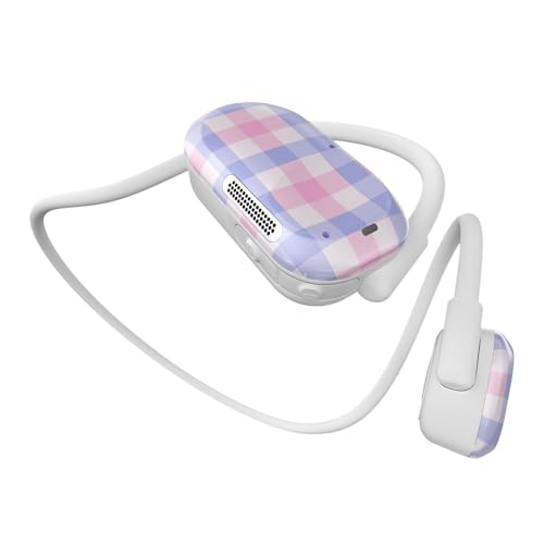Purity Air Open Ear Headphones - True Air Conduction Wireless Bluetooth Open Ear Earbuds with Dual Mic for iPhone/Android - Secured Long Wearing Comfort, Sports Sweat Resistant (Pastel Plaid) - color: Pastel Plaid