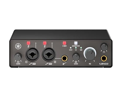 Yamaha 2-in/2-out USB-C Audio Interface with 24-bit/192kHz Support, 2 Combo Inputs, Direct Monitoring, Loopback Function, and Steinberg Software Suite, Black UR22MK3 B - color: Black, style: UR22MK3