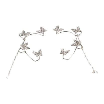 Wireless Earphone Decoration, Anti Lost Earrings for Earbud Earphone Chain Earring Holder Rhinestone Butterfly Hook Earrings for Women