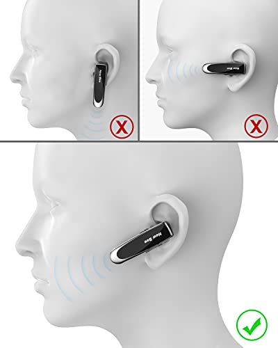 New Bee Bluetooth Earpiece V5.0 Wireless Handsfree Headset with Microphone 24 Hrs Driving Headset 60 Days Standby Time for iPhone Android Samsung Laptop Trucker Driver (Black) - color: Black
